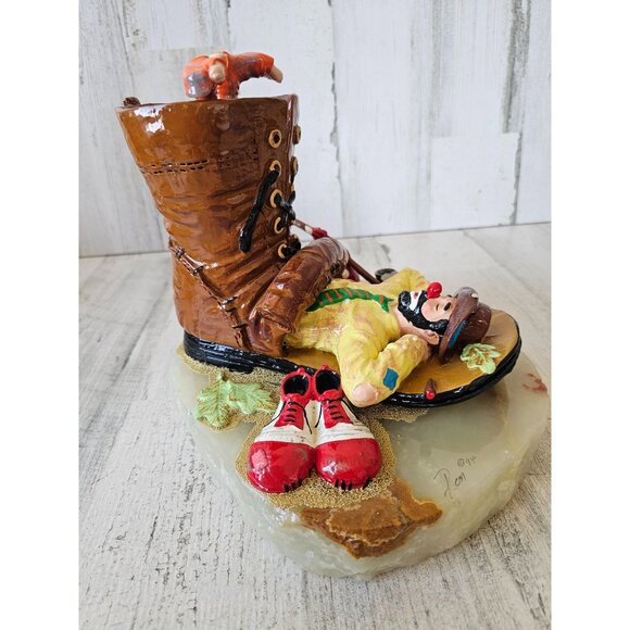 Ron Lee hobo boot clown emmett kelly sleeping 1994 gold circus figurine statue v - Picture 8 of 10